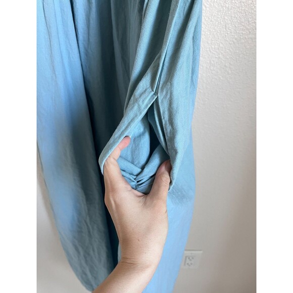 Uniqlo Linen Blend Gathered Camisole Dress in Light Blue Size SMALL - Picture 3 of 7